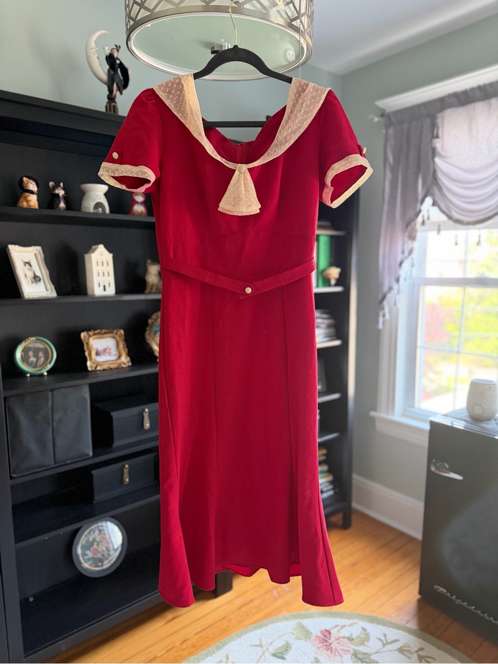 Stop Staring Raileen Red Midi Dress with Cream Sailor Collar